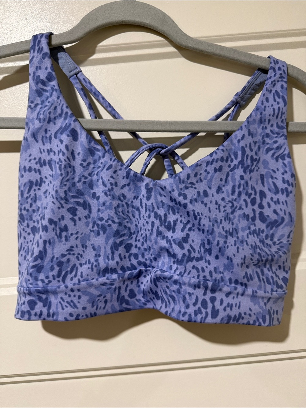 Athleta Lavender Blue Printed Strappy Sports Bra